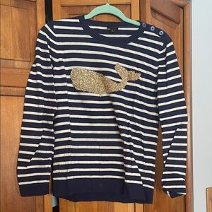 Talbots Navy and White Striped Sweater